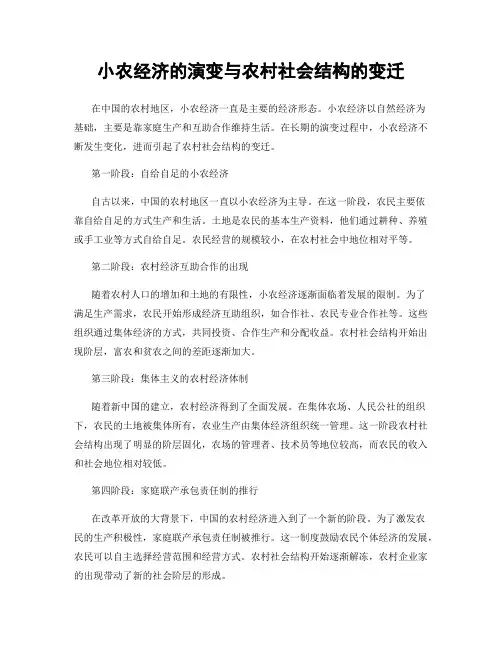 小农经济的演变与农村社会结构的变迁