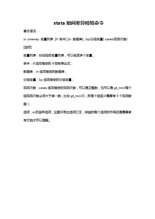 stata组间差异检验命令