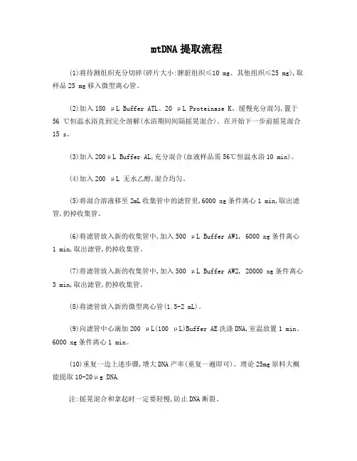 线粒体DNA提取