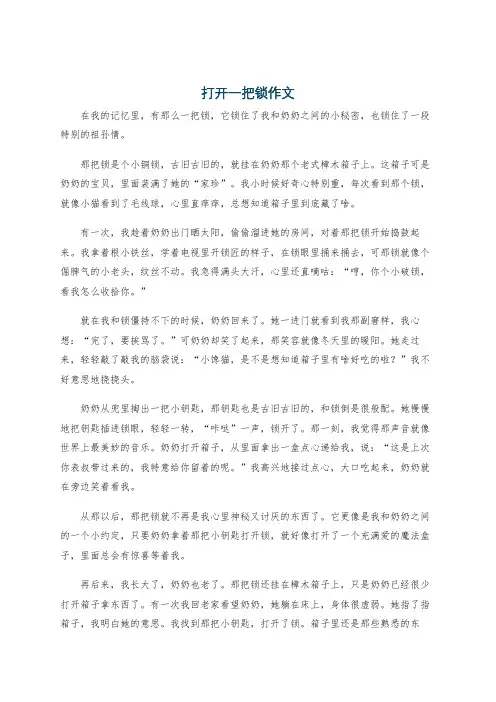 打开一把锁作文