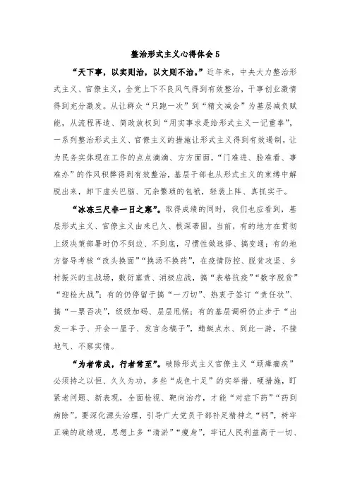整治形式主义心得体会5