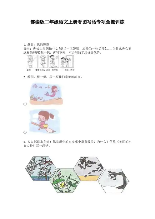 部编版二年级语文上册看图写话专项全能训练
