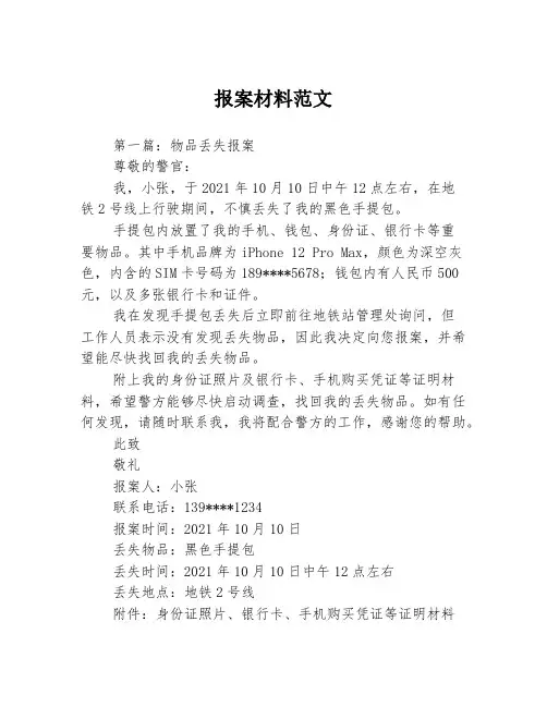 报案材料范文3篇