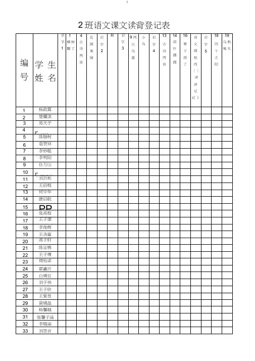 (完整word版)语文一年级下册课文背诵检查表