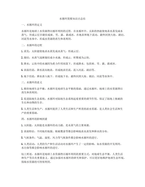 水循环简要知识点总结