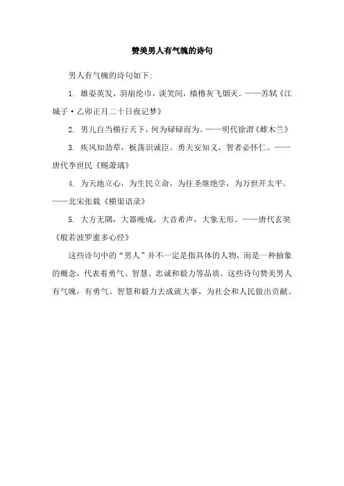 赞美男人有气魄的诗句