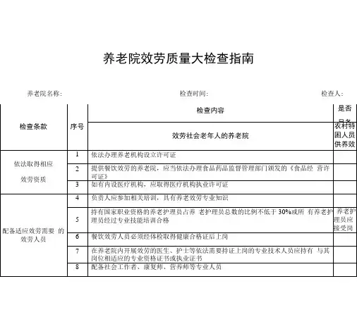 养老院服务质量大检查指南(表格)