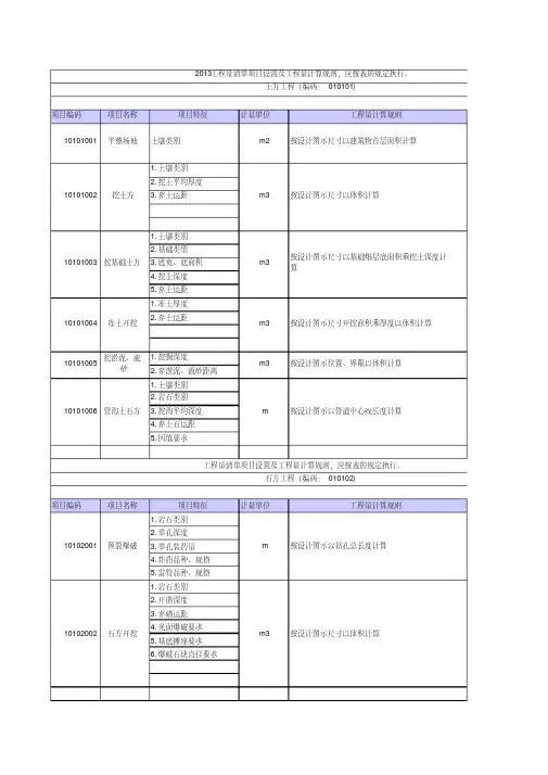 《2013版建设工程工程量清单计量规范》
