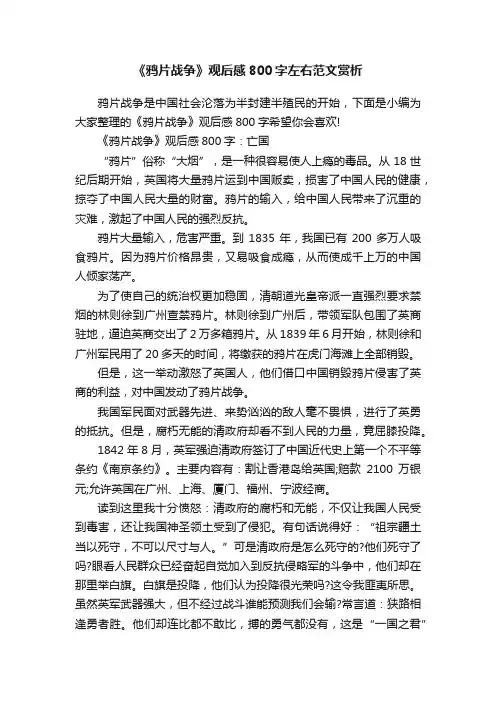 《鸦片战争》观后感800字左右范文赏析