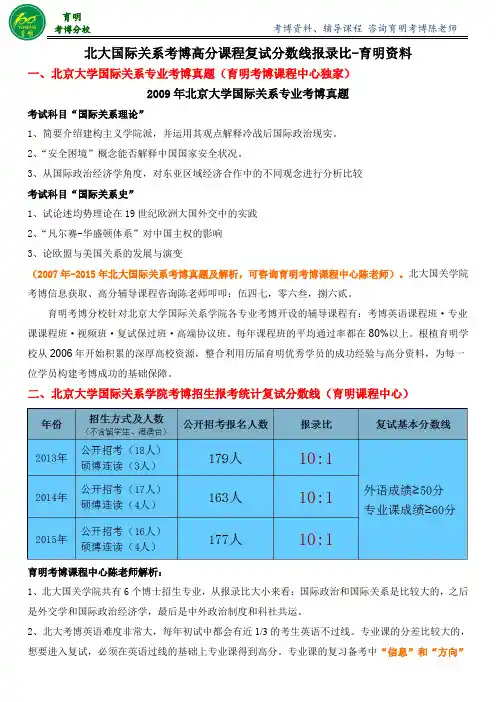 北京大学国际关系专业考博内部讲义