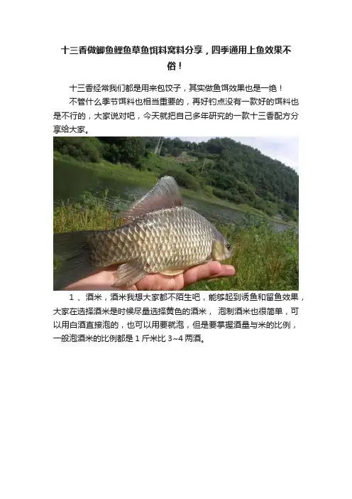 十三香做鲫鱼鲤鱼草鱼饵料窝料分享，四季通用上鱼效果不俗！