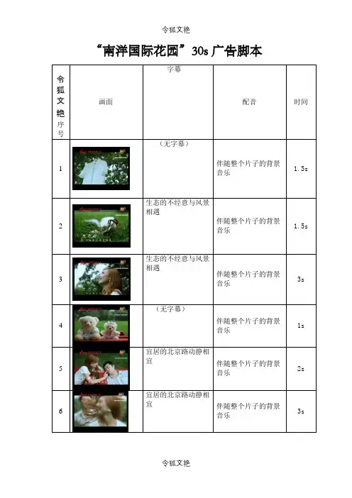 广告脚本范本之令狐文艳创作