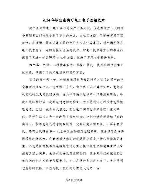 2024年毕业生实习电工电子总结范本（3篇）