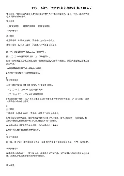 平纹、斜纹、缎纹的变化组织你都了解么？