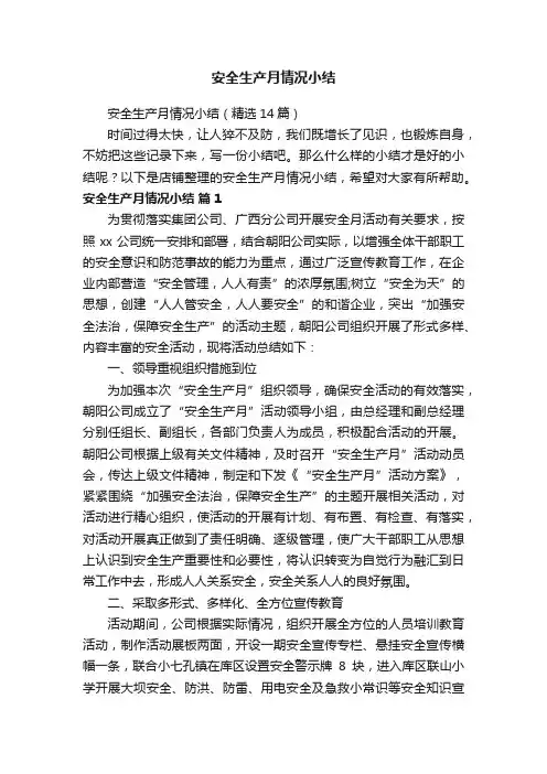 安全生产月情况小结