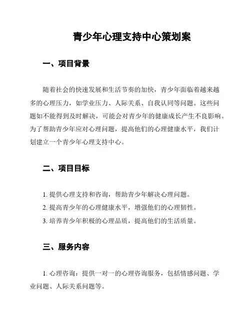 青少年心理支持中心策划案