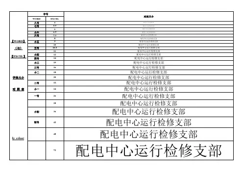 WORD与EXCEL字体大小对照表