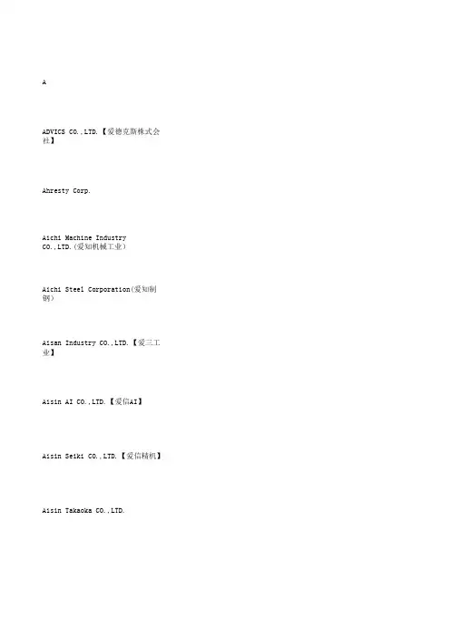 全球500强汽车部件供应商
