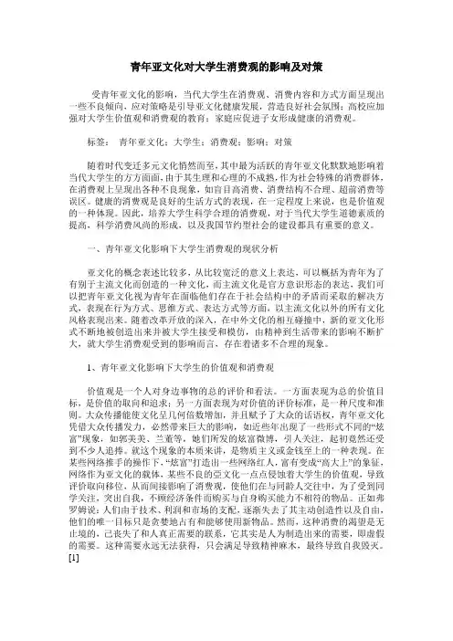 青年亚文化对大学生消费观的影响及对策