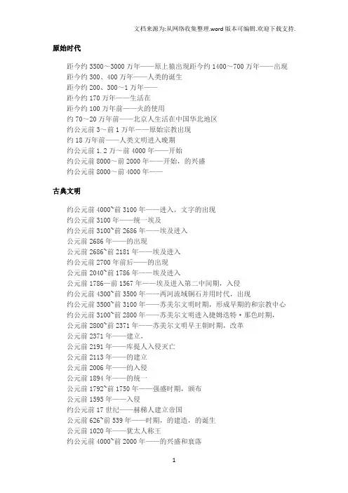 世界历史大事年表