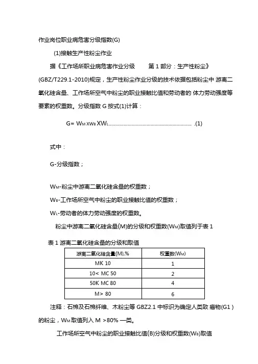 作业岗位职业病危害分级指数