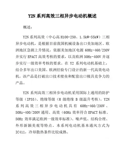 Y2N系列高效三相异步电动机概述