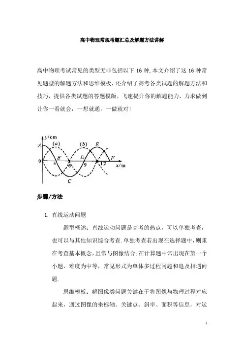 高中物理常规考题汇总及解题方法讲解