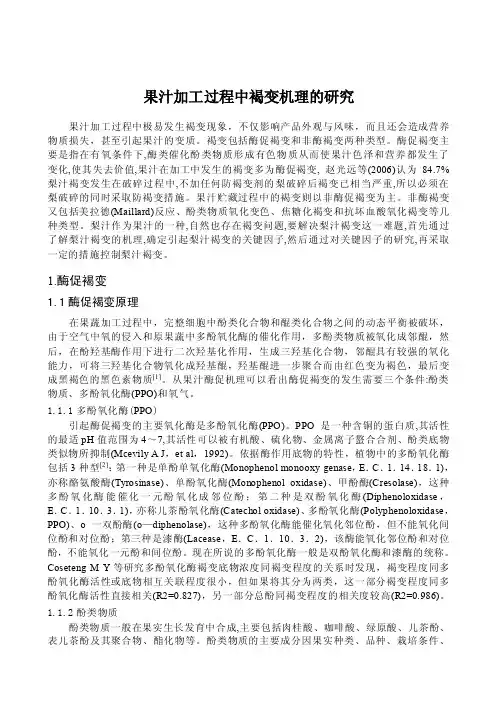 果汁加工过程中褐变机理的研究