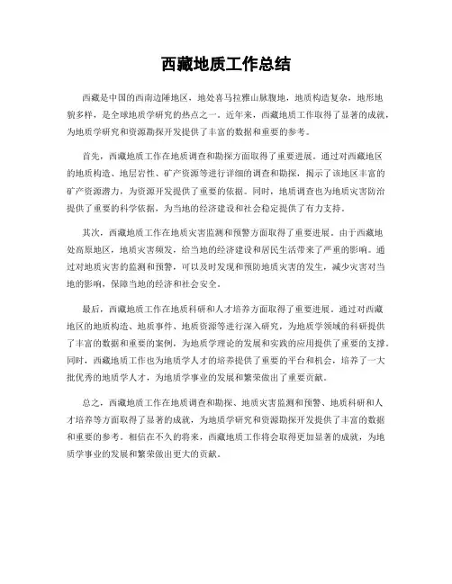 西藏地质工作总结