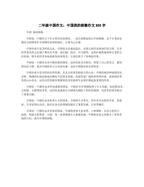 二年级中国作文：中国我的骄傲作文800字