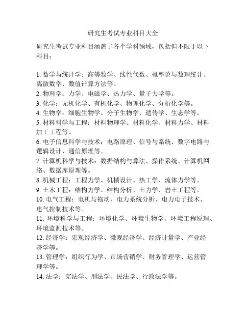 研究生考试专业科目大全