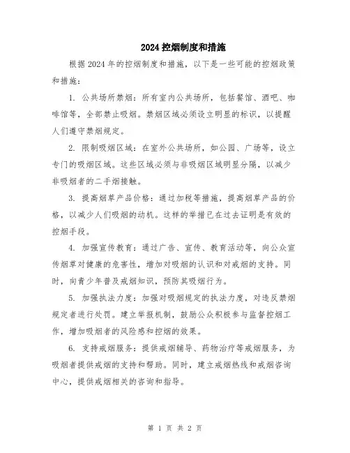2024控烟制度和措施
