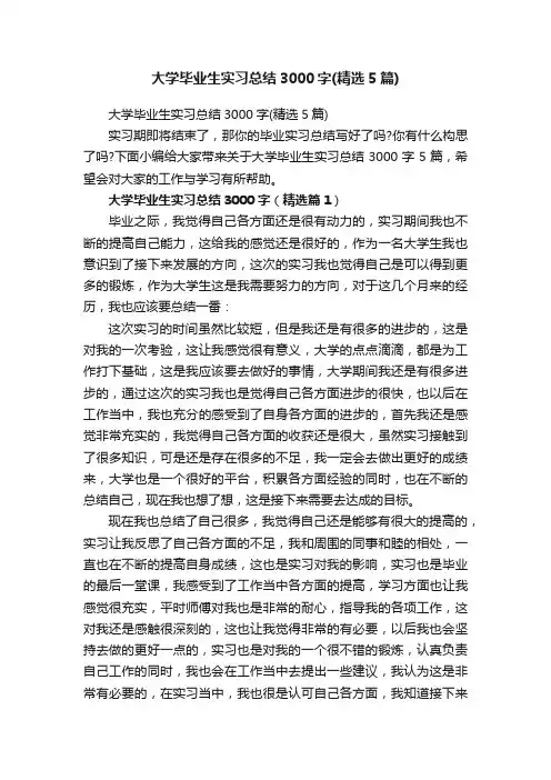 大学毕业生实习总结3000字（精选5篇）
