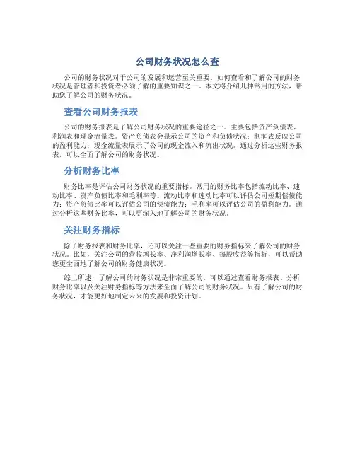 公司财务状况怎么查
