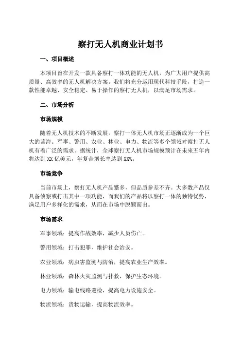 察打无人机商业计划书