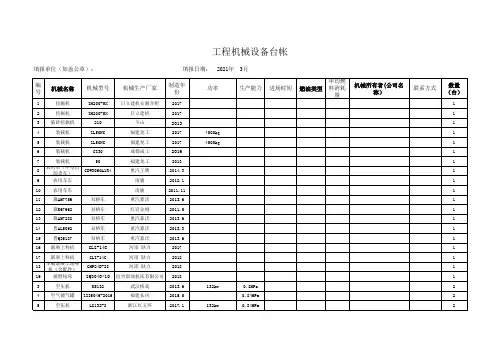 工程机械设备台账表