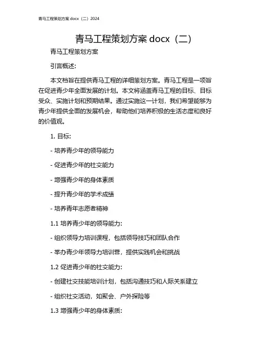 青马工程策划方案docx(二)2024