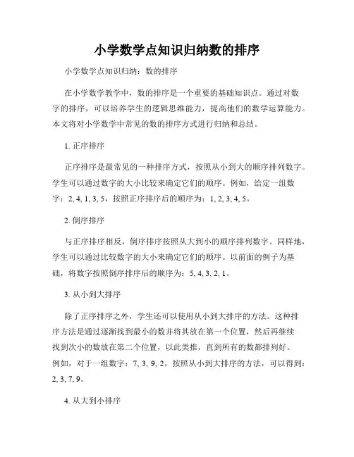 小学数学点知识归纳数的排序