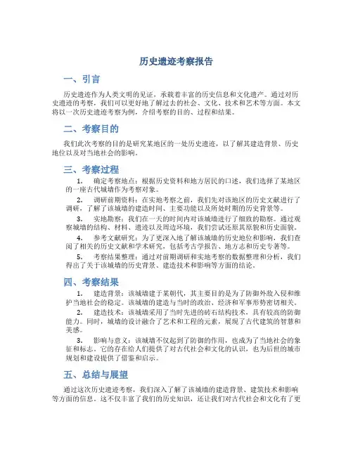 历史遗迹考察报告