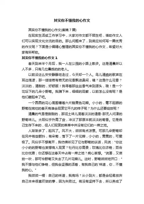 其实你不懂我的心作文
