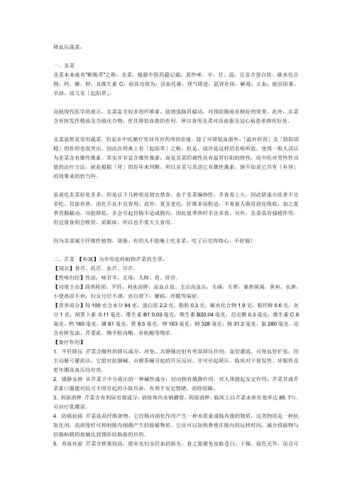 降血压蔬菜