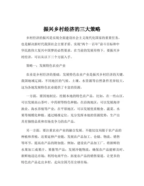 振兴乡村经济的三大策略