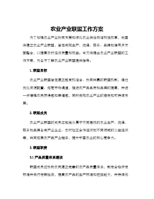 农业产业联盟工作方案