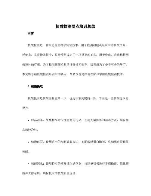 核酸检测要点培训总结