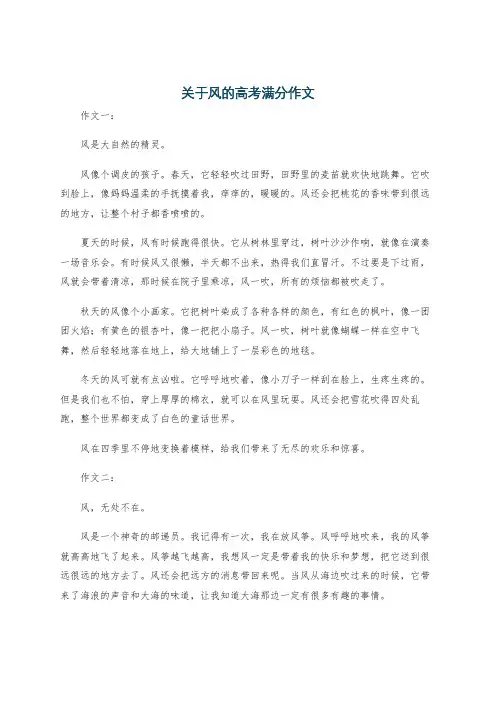 关于风的高考满分作文
