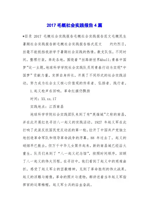 2017毛概社会实践报告4篇