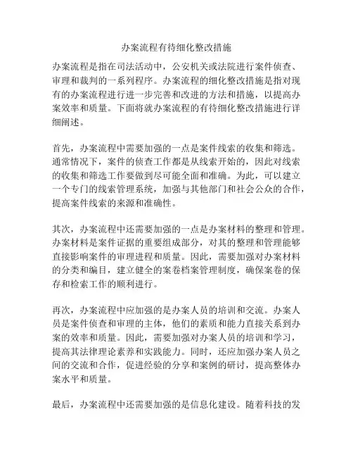 办案流程有待细化整改措施