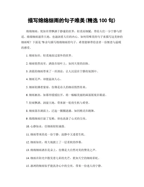 描写绵绵细雨的句子唯美(精选100句)