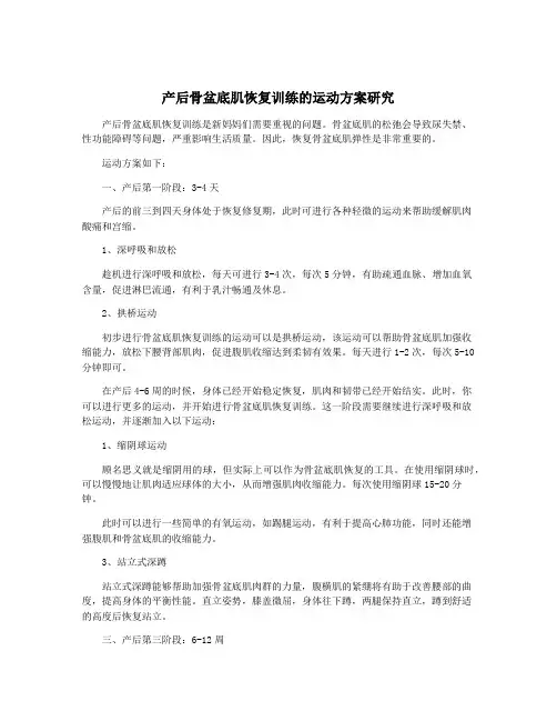 产后骨盆底肌恢复训练的运动方案研究