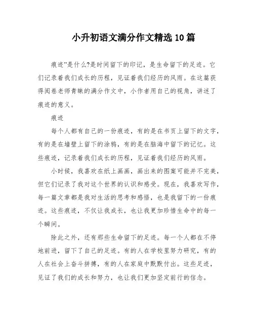 小升初语文满分作文精选10篇